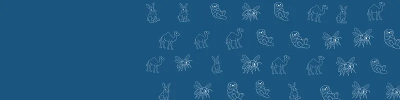Ocean blue Google Classroom header with white line drawings of sea otter, snowshoe hare, camel, bee on the right
