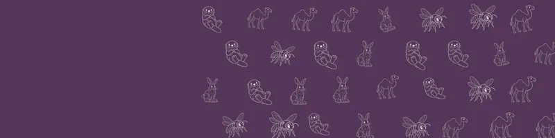 Plum Google Classroom header with white line drawings of sea otter, snowshoe hare, camel, bee on the right