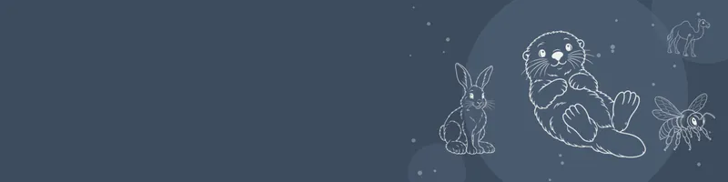 Slate Google Classroom header with white line drawings of sea otter, snowshoe hare, camel, bee on the right