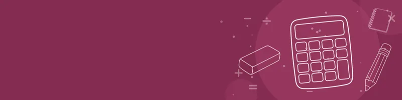 Berry Google Classroom header with white line drawings of calculator, pencil, notebook, eraser on the right