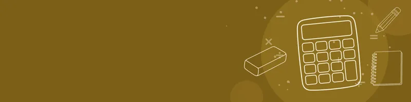 Ochre Google Classroom header with white line drawings of calculator, pencil, notebook, eraser on the right