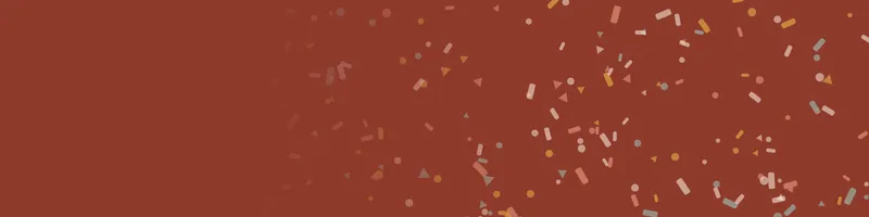 Brick red Google Classroom header with a confetti pattern on the right