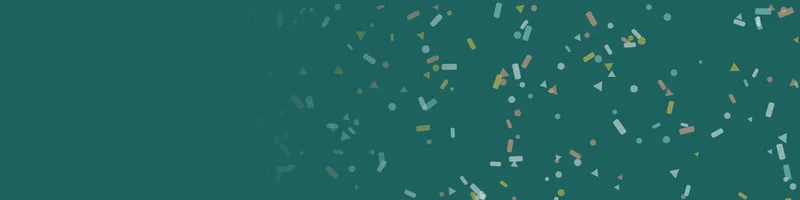 Teal Google Classroom header with a confetti pattern on the right