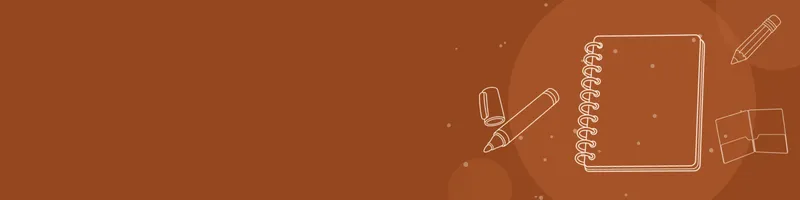 Rust Google Classroom header with white line drawings of notebook, pencil, marker, folder on the right